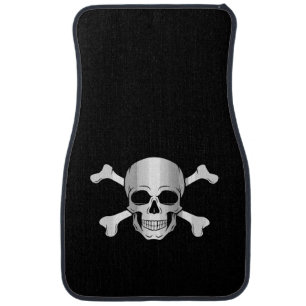Crossbones/Jolly Roger/Pirate/black/silver Car Fl Car Floor Mat