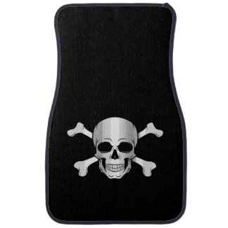 Crossbones/Jolly Roger/Pirate/black/silver  Car Fl Car Floor Mat