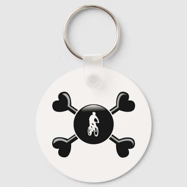 Crossbones Mountain Biking Keychain (Front)
