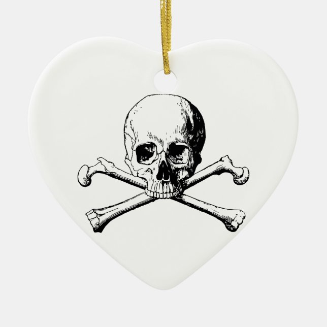 Crossbones skull ceramic ornament (Front)