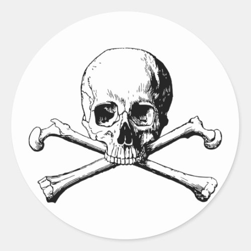 Crossbones skull classic round sticker