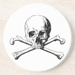 Crossbones skull drink coaster