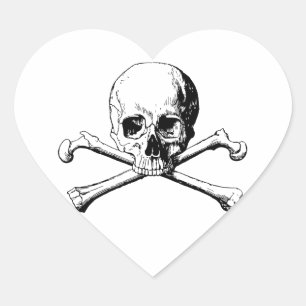 Crossbones skull heart sticker