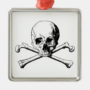 Crossbones skull metal ornament