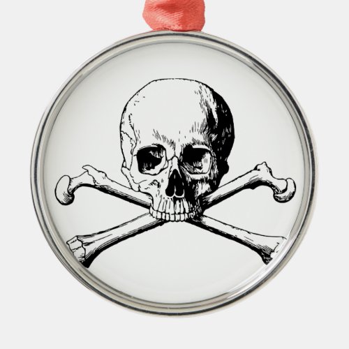 Crossbones skull metal ornament