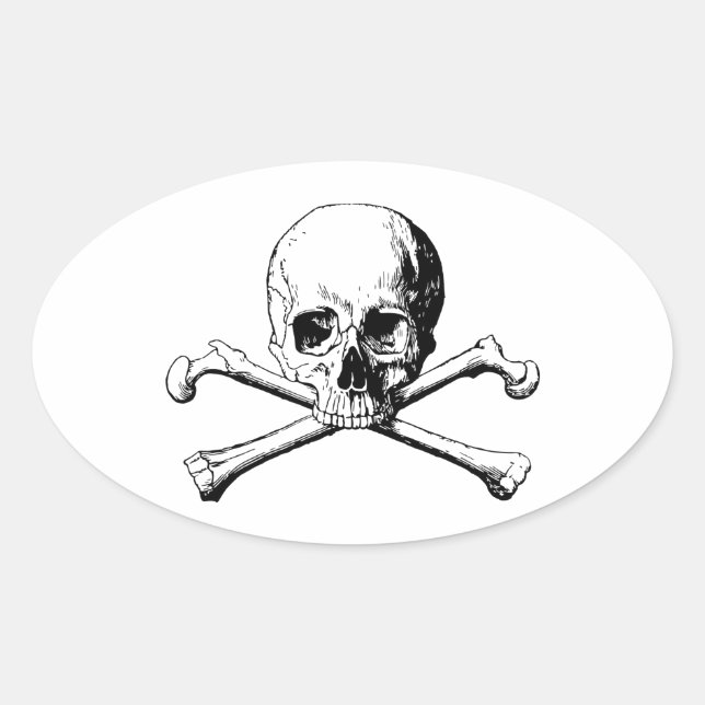 Crossbones skull oval sticker (Front)