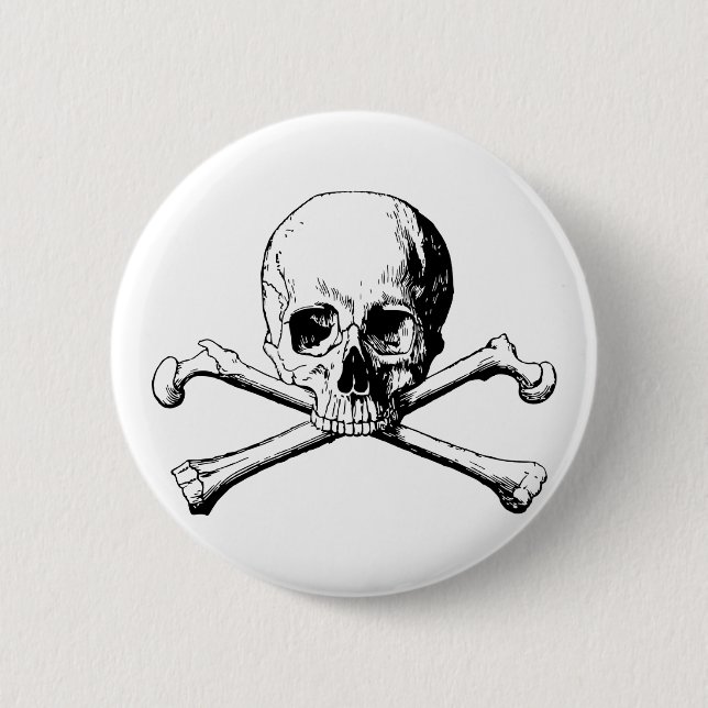Crossbones skull pinback button (Front)