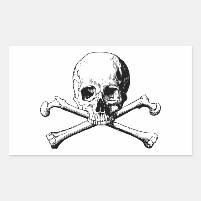 Crossbones skull rectangular sticker (Front)