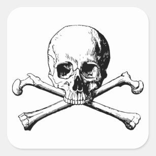 Crossbones skull square sticker
