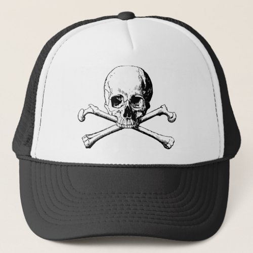 Crossbones skull trucker hat