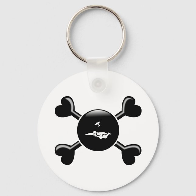 Crossbones Skydiving Keychain (Front)