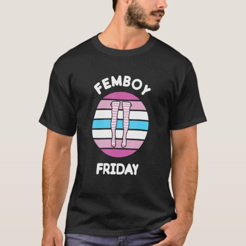 Crossdressing Femboy Friday Retro Sunset Striped T T_Shirt