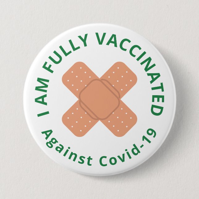 Crossed Adhesive Bandages Fully Vaccinated Button (Front)