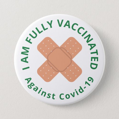 Crossed Adhesive Bandages Fully Vaccinated Button