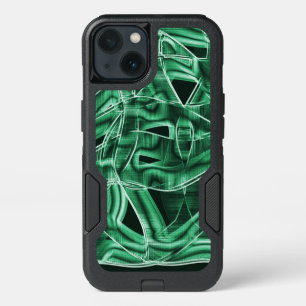 Crossed and overlapping green acrylic tape cutouts iPhone 13 case