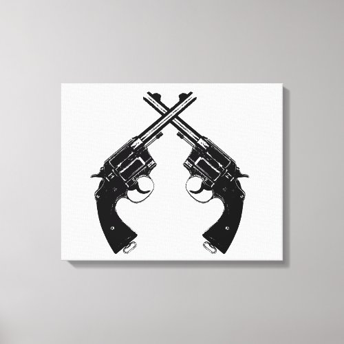 Crossed Antique Revolvers  Vintage Guns in Black Canvas Print