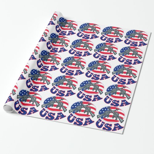 Crossed Ar_15âs American Flag USA Wrapping Paper