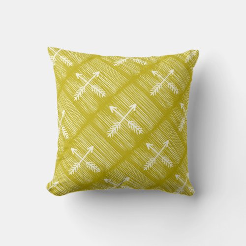 Crossed Arrows Chartreuse and Ivory Design Pillow