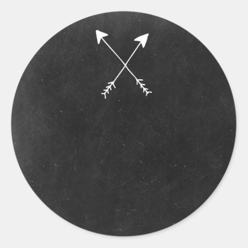 Crossed Arrows On Rustic Chalkboard Boho Boutique Classic Round Sticker