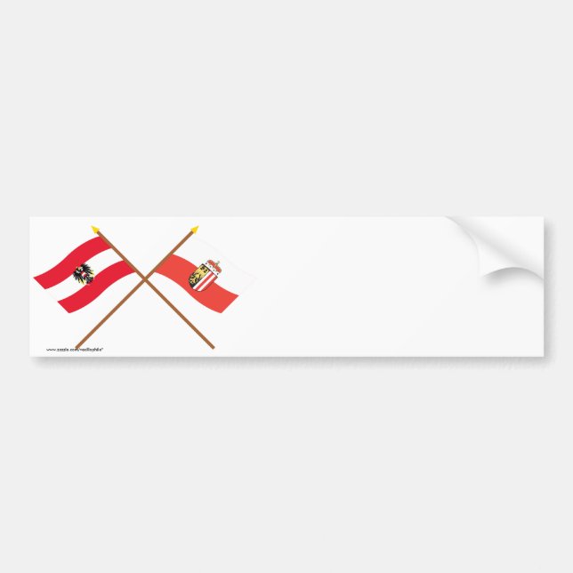 Crossed Austria and Oberösterreich flags Bumper Sticker (Front)