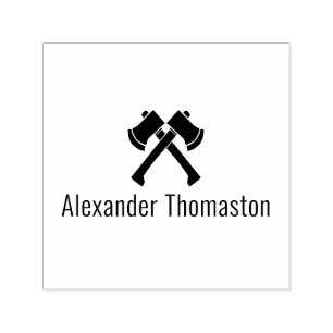 Crossed Axes Silhouette Axe Sport Throwing Name Self-inking Stamp