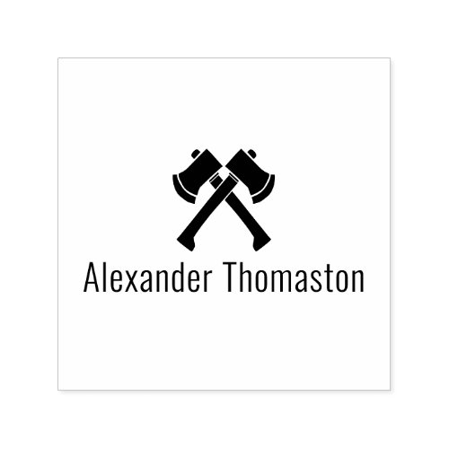 Crossed Axes Silhouette Axe Sport Throwing Name Self_inking Stamp