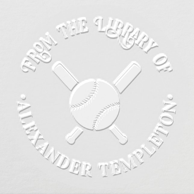Crossed Baseball Bats, Ball #2 Library Book Name Embosser (Design)