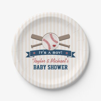 Crossed Bats Baseball Baby Shower Paper Plates by OccasionInvitations at Zazzle