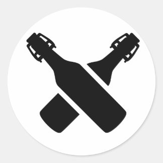 Crossed Beer Bottles Classic Round Sticker