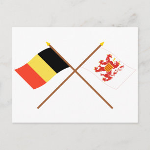 Crossed Belgium and Limbourg Flags Postcard