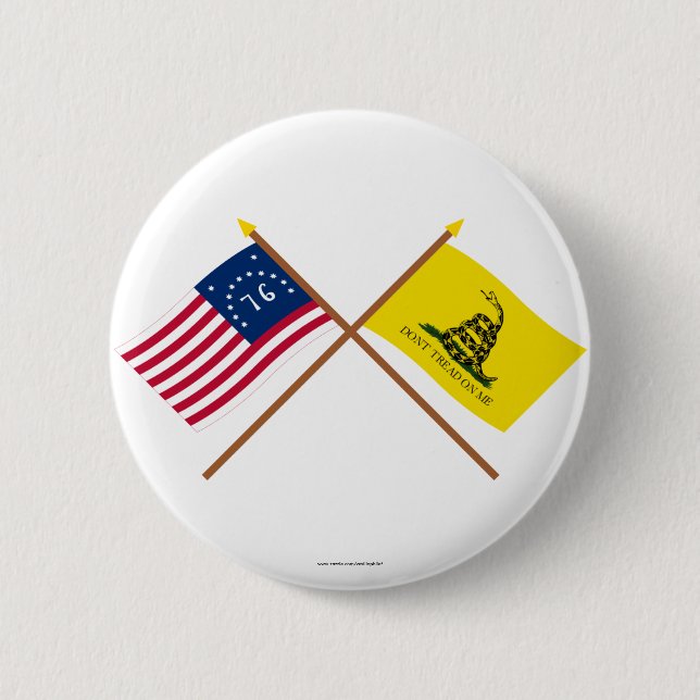Crossed Bennington and Gadsden Flags Button (Front)