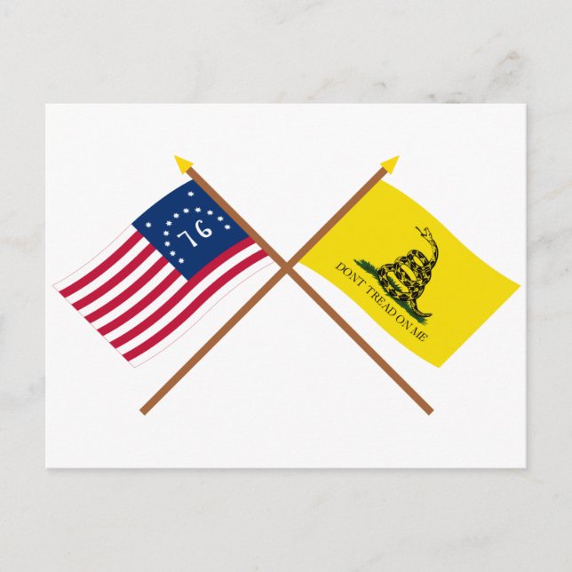 Crossed Bennington and Gadsden Flags Postcard (Front)