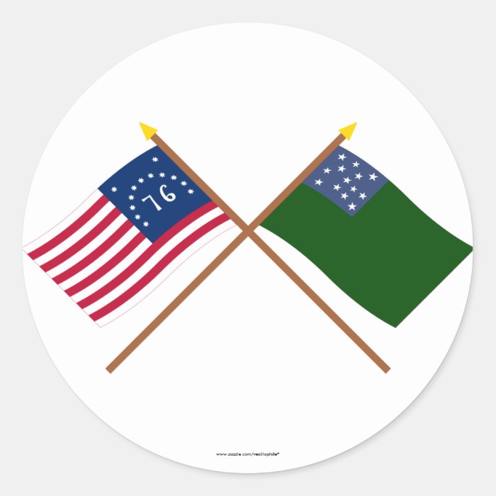 Crossed Bennington and Green Mountain Boys Flags Sticker