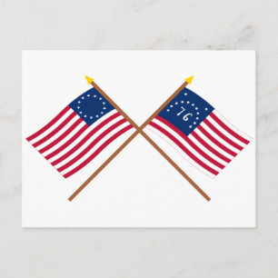 Crossed Betsy Ross and Bennington Flags Postcard