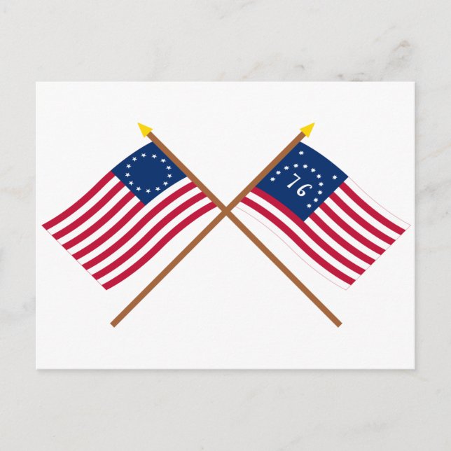 Crossed Betsy Ross and Bennington Flags Postcard (Front)