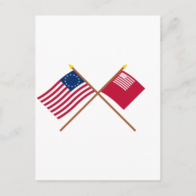 Crossed Betsy Ross and Brandywine Flags Postcard (Front)