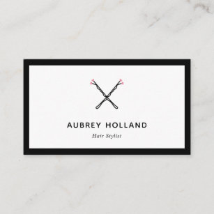 Crossed Bobby Pins Cute Black Pink Hair Stylist Business Card