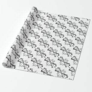 Crossed bones filigree wrapping paper