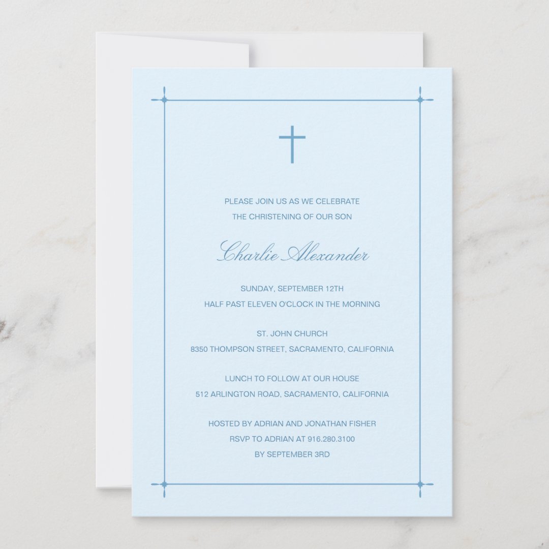 Crossed Border Baptism/Christening Invitation | Zazzle