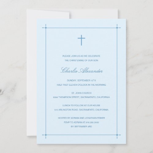 Crossed Border Baptism/Christening Invitation