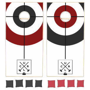 Crossed Brooms Cornhole Set - Charcoal/Dark Red