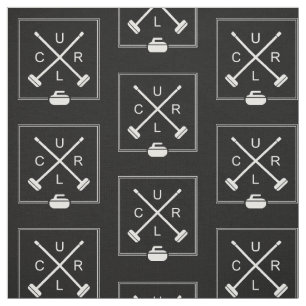 Crossed Brooms Curling Fabric - Black and White