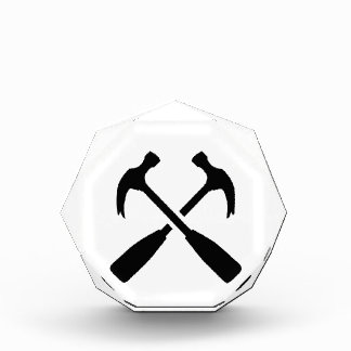 Crossed carpenter hammer acrylic award
