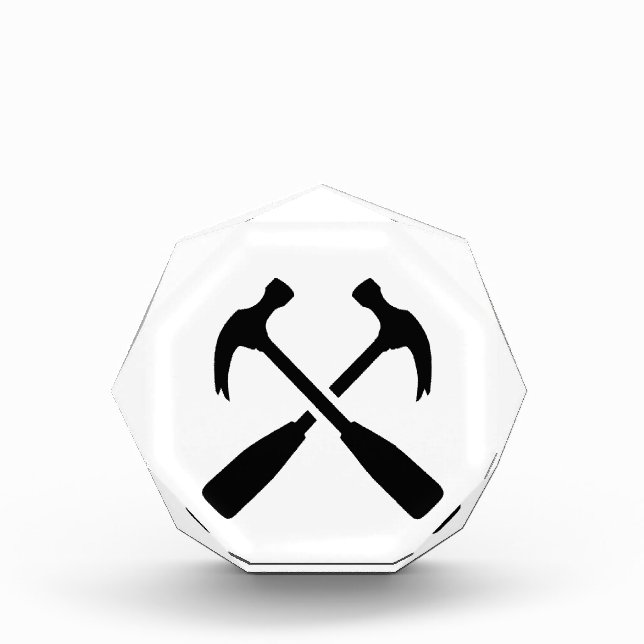 Crossed carpenter hammer acrylic award (Front)