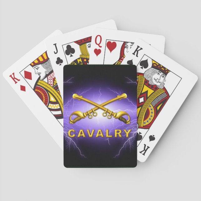 Crossed Cavalry Sabers Black Lighting Poker Cards (Back)