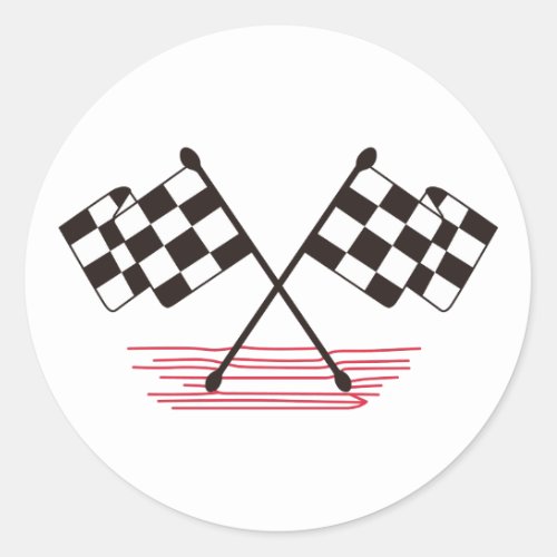 Crossed Checkered Flags Classic Round Sticker