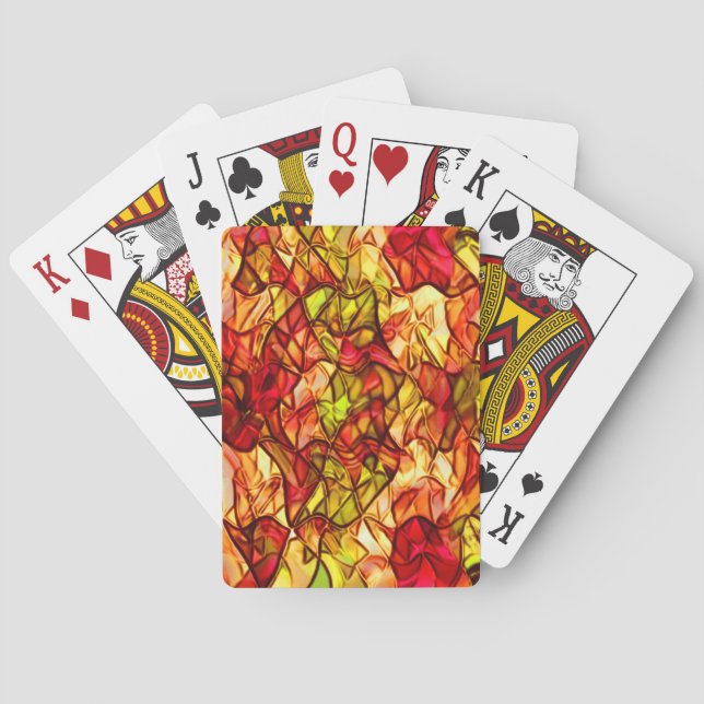 Crossed cords hidden under some red awning fabric poker cards (Back)