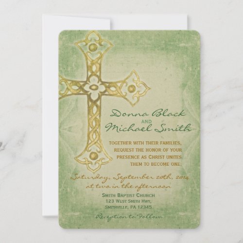 Crossed Corner Religious Wedding Invitations