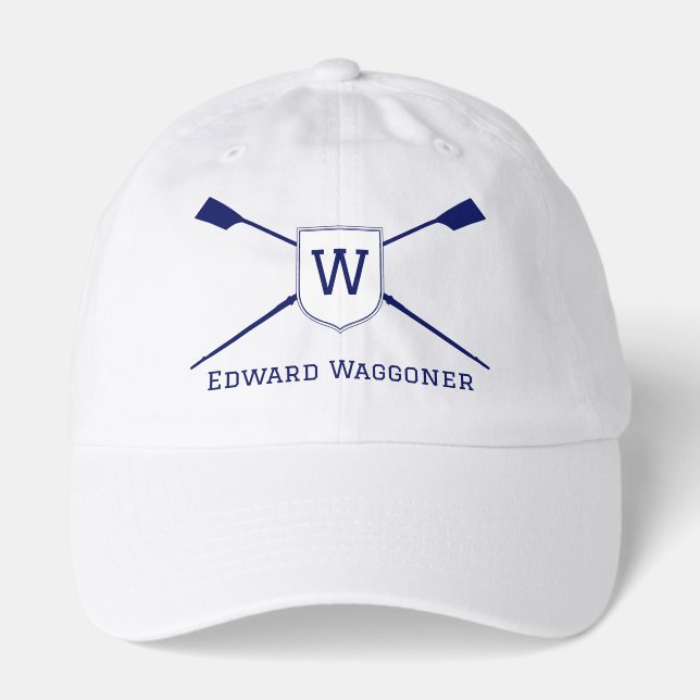 Crossed Crew Rowing Blades Monogram Name Initial Hat (Front)