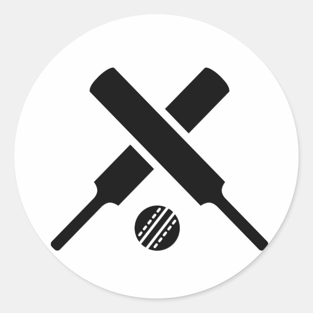 Crossed Cricket bats Classic Round Sticker (Front)